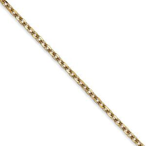 2.2mm, 14k Yellow Gold Diamond Cut Solid Cable Chain Necklace, 24 Inch